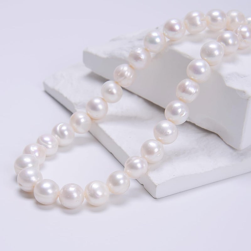 AD Beads Natural Freshwater White Pearl Round Beads 15" 4mm 6mm 8mm 9mm 10mm 11mm 12mm (11-12mm) - Image 4